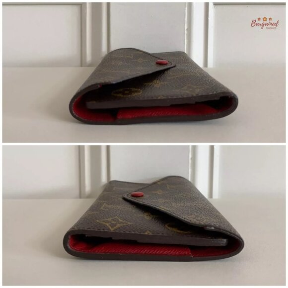 Authentic Louis Vuitton Monogram Coated Canvas Leather Red Josephine Long Wallet - Picture 6 of 14